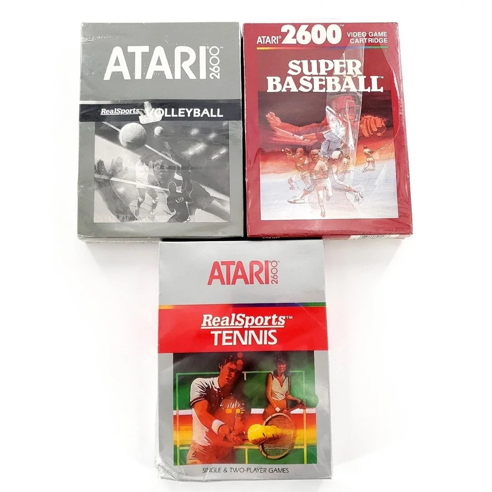 Atari 2600 Games Lot Of 3 RealSports Volleyball, Tennis, Super Baseball DAMAGED